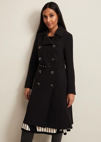 Phase Eight Petite Layana Smart Trench Coats Black Canada | MKSWLP-378